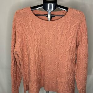 Ann Taylor Coral Cable Knit Sweater